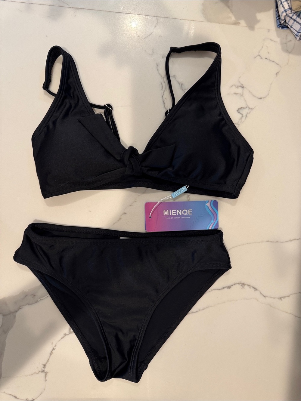 Black Knot-Front Bikini Set Size  (130) 8-10 girls